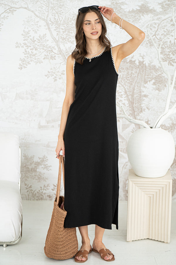 DELAMER WHIPSTITCH RIB MIDI DRESS