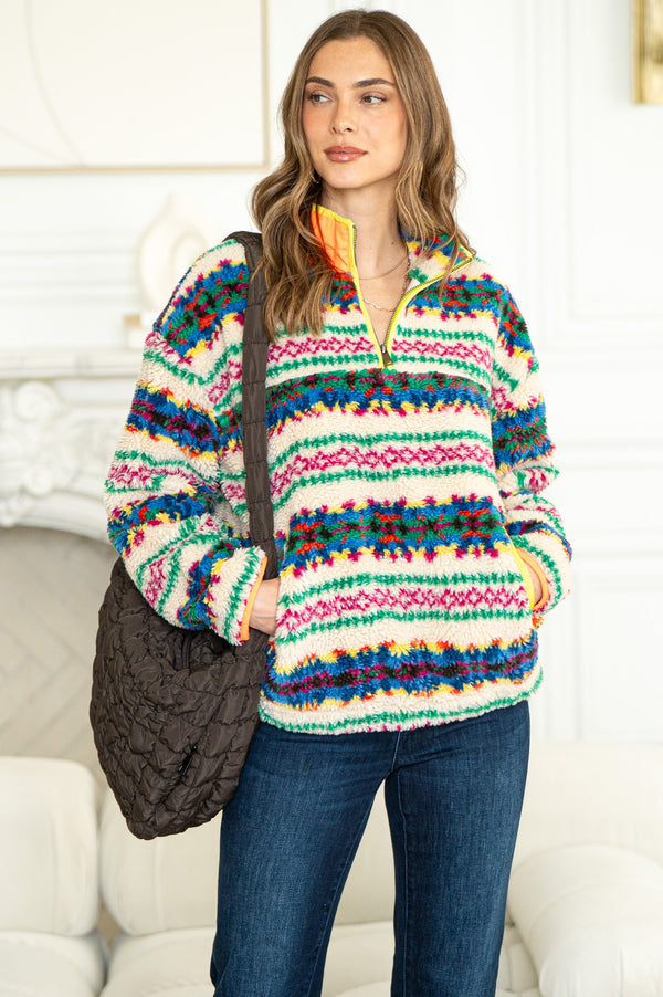 PLANS MADE 1/4 ZIP SHERPA JACKET