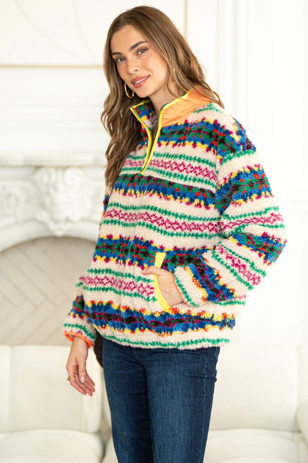 PLANS MADE 1/4 ZIP SHERPA JACKET