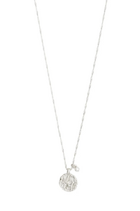 BREATHE SILVER PLATED CRYSTAL COIN NECKLACE-SI