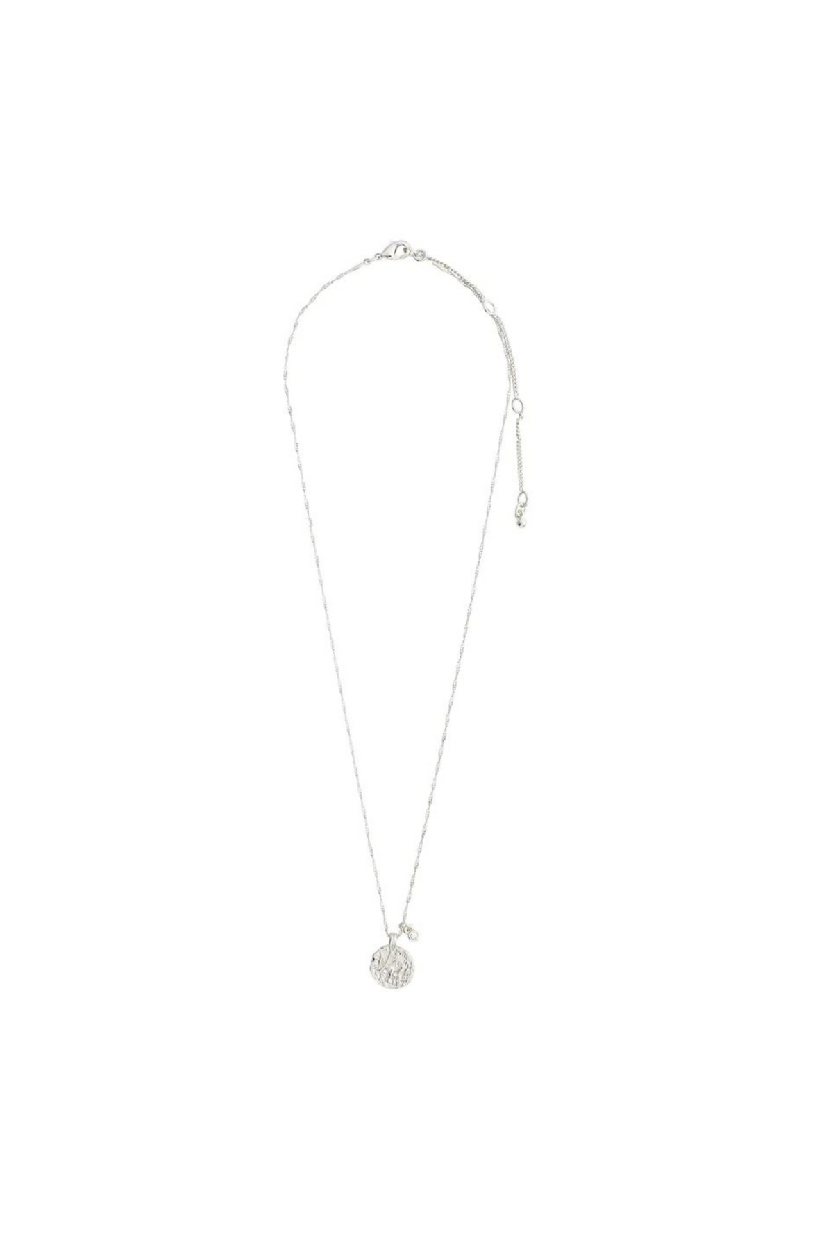 BREATHE SILVER PLATED CRYSTAL COIN NECKLACE-SI