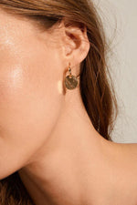 LOVE COIN GOLD PLATED HOOP EARRINGS