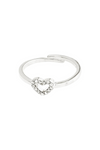 LULU SILVER PLATED CRYSTAL HEART RING-SI