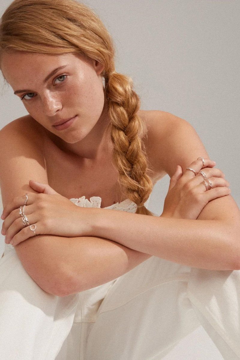 LULU SILVER PLATED TWIST RING-SI
