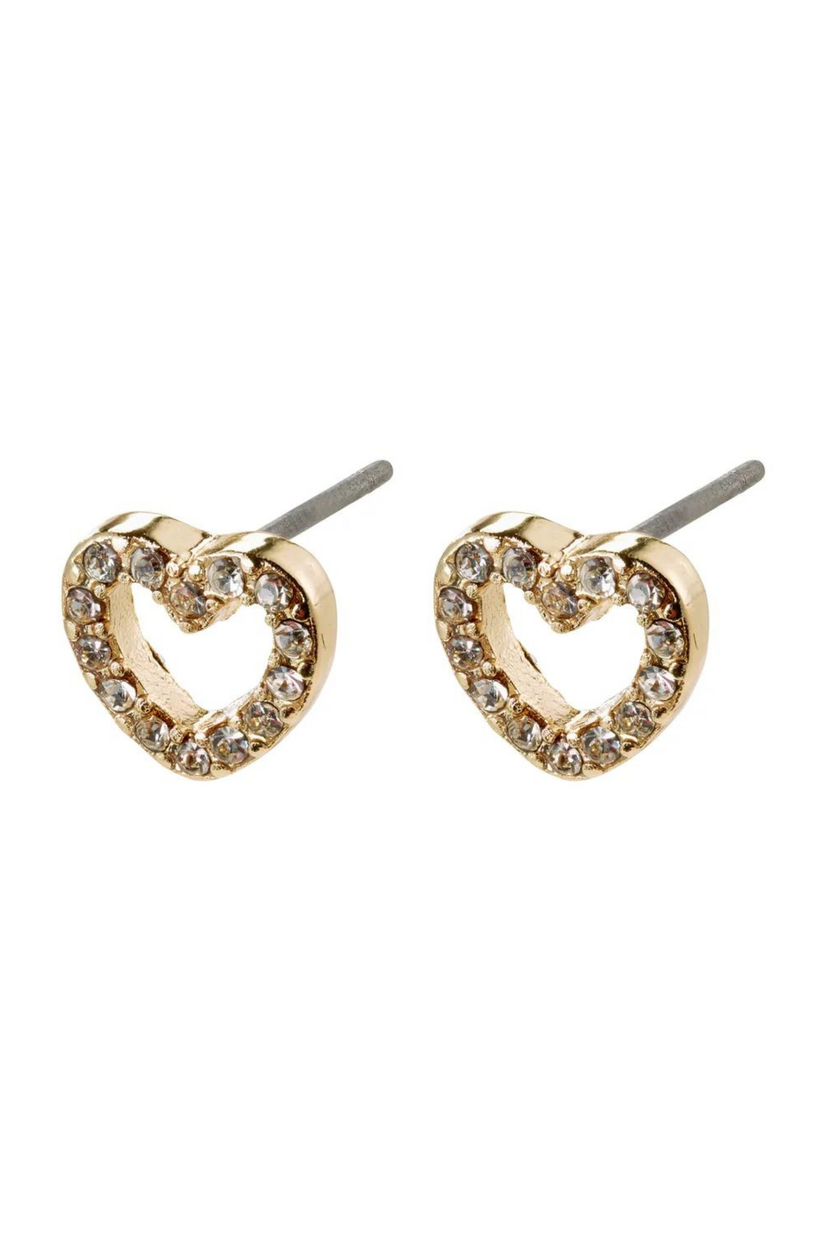 EDIE GOLD PLATED HEART CRYSTAL EARRINS-GD